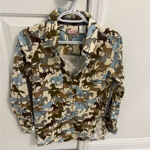 Womens Camouflage Horse Print Shirt - Multicolor